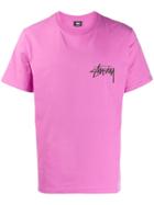 Stussy Logo Print Crew Neck T-shirt - Pink