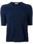 Moncler Bi-material Textured T-shirt, Women's, Size: Small, Blue, Cotton/polyamide/polyester