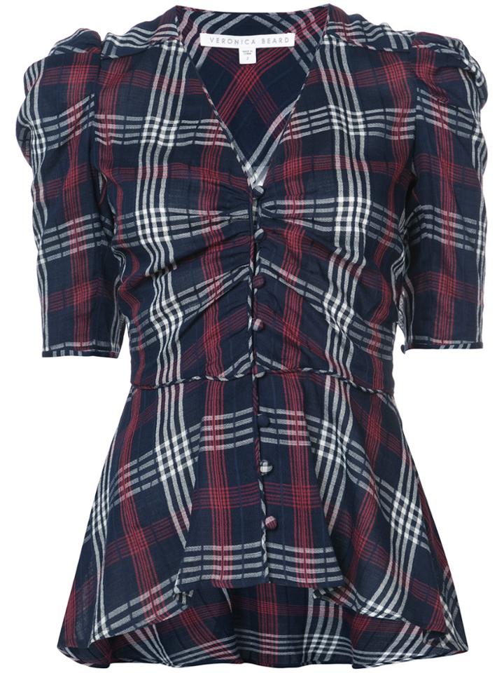 Veronica Beard Hayden Puff Sleeve Top - Blue