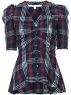 Veronica Beard Hayden Puff Sleeve Top - Blue