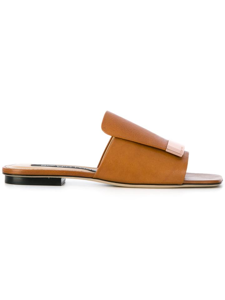 Sergio Rossi Square Toe Sandals - Brown