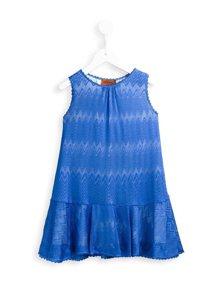 Missoni Kids Zig Zag Crochet Knit Dress, Girl's, Size: 6 Yrs, Blue