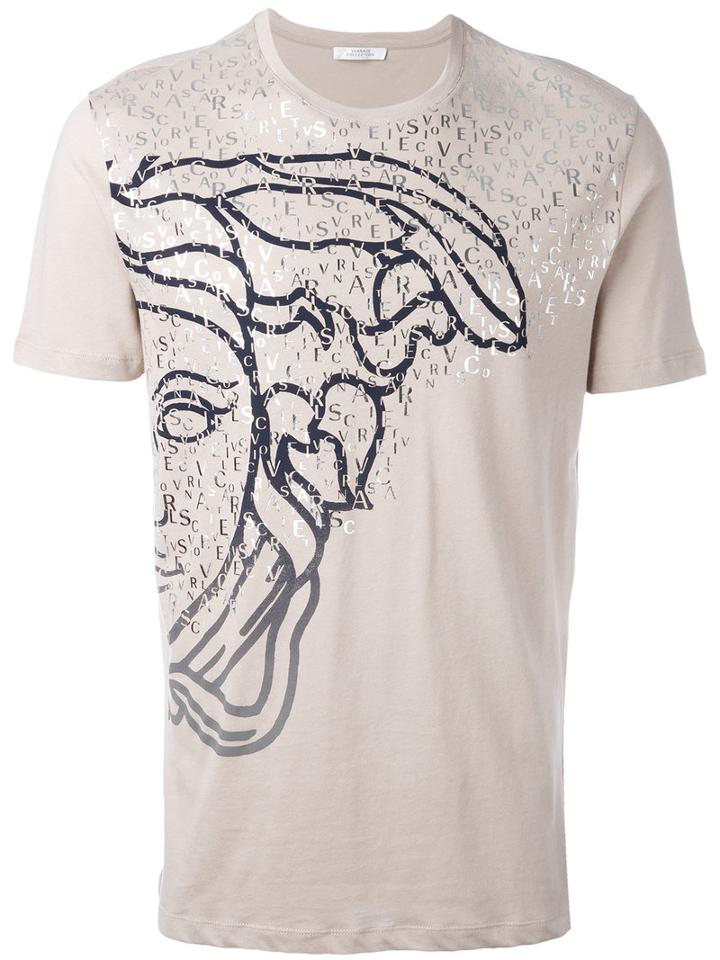 Versace Collection Medusa Print T-shirt, Men's, Size: Xl, Nude/neutrals, Cotton