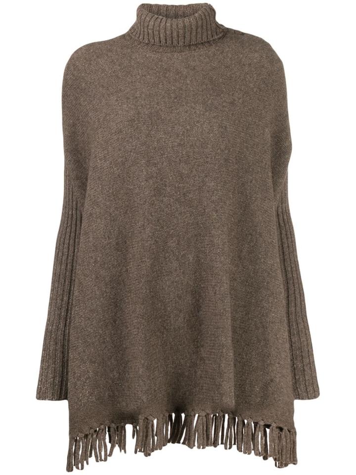 Snobby Sheep Fringed Oversized Jumper - Brown
