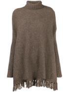 Snobby Sheep Fringed Oversized Jumper - Brown