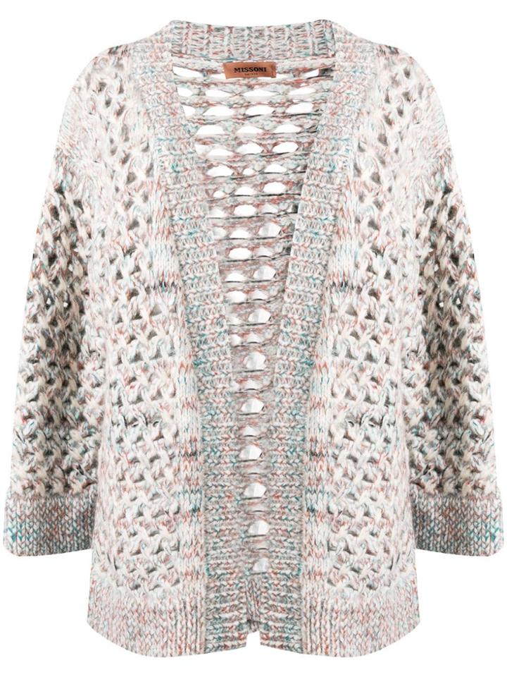 Missoni Eyelet Knit Long Cardigan - White