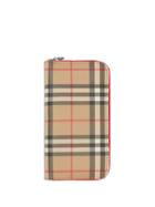 Burberry Vintage Check E-canvas And Leather Wallet - Brown