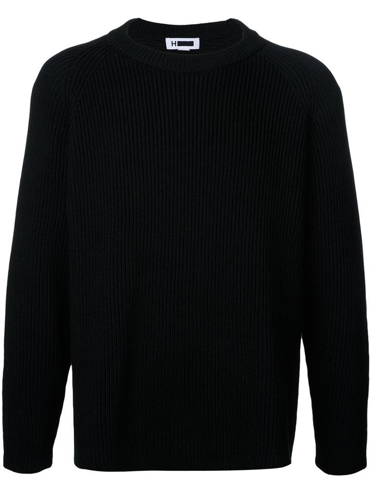 H Beauty & Youth Ribbed Detail Jumper, Men's, Size: Medium, Black, Cotton/polyester