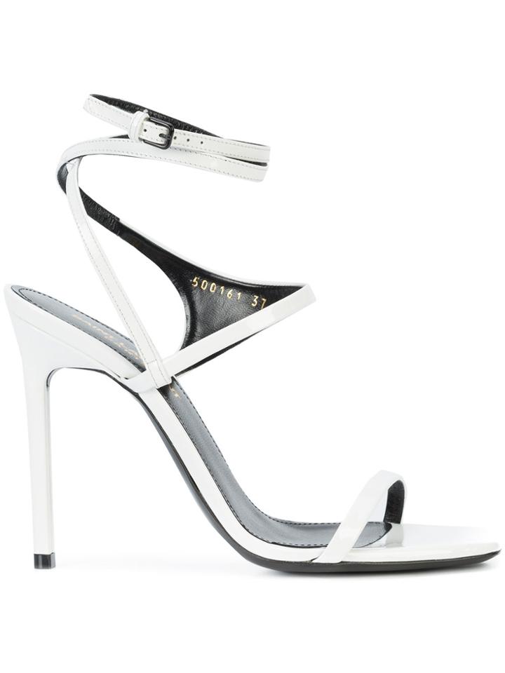 Saint Laurent Amber 105 Crossover Strap Sandals - White
