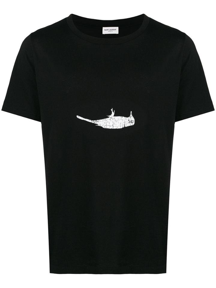 Saint Laurent T-shirt Col Rond - Black