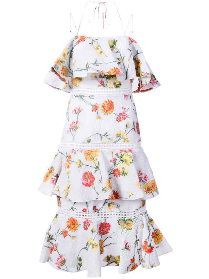 Prabal Gurung Floral Halterneck Dress - White