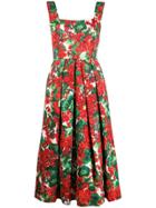 Dolce & Gabbana Crepe Floral-print Dress - Red