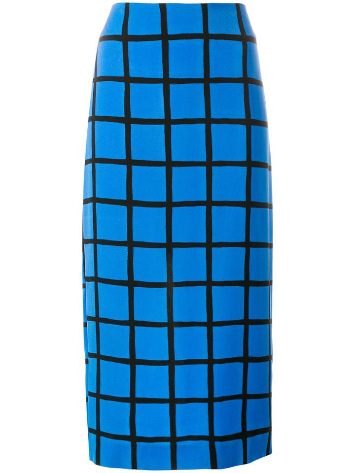 Dvf Diane Von Furstenberg Checked Fitted Skirt - Blue