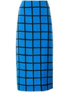 Dvf Diane Von Furstenberg Checked Fitted Skirt - Blue