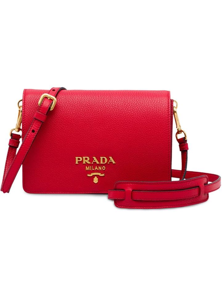 Prada Calf Leather Shoulder Bag - Red