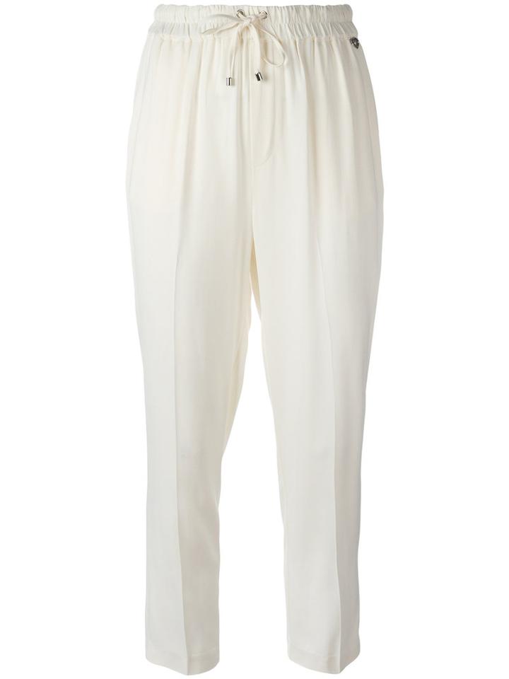 Twin-set Drawstring Cropped Pants, Women's, Size: 38, White, Viscose/spandex/elastane