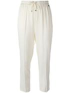 Twin-set Drawstring Cropped Pants, Women's, Size: 38, White, Viscose/spandex/elastane