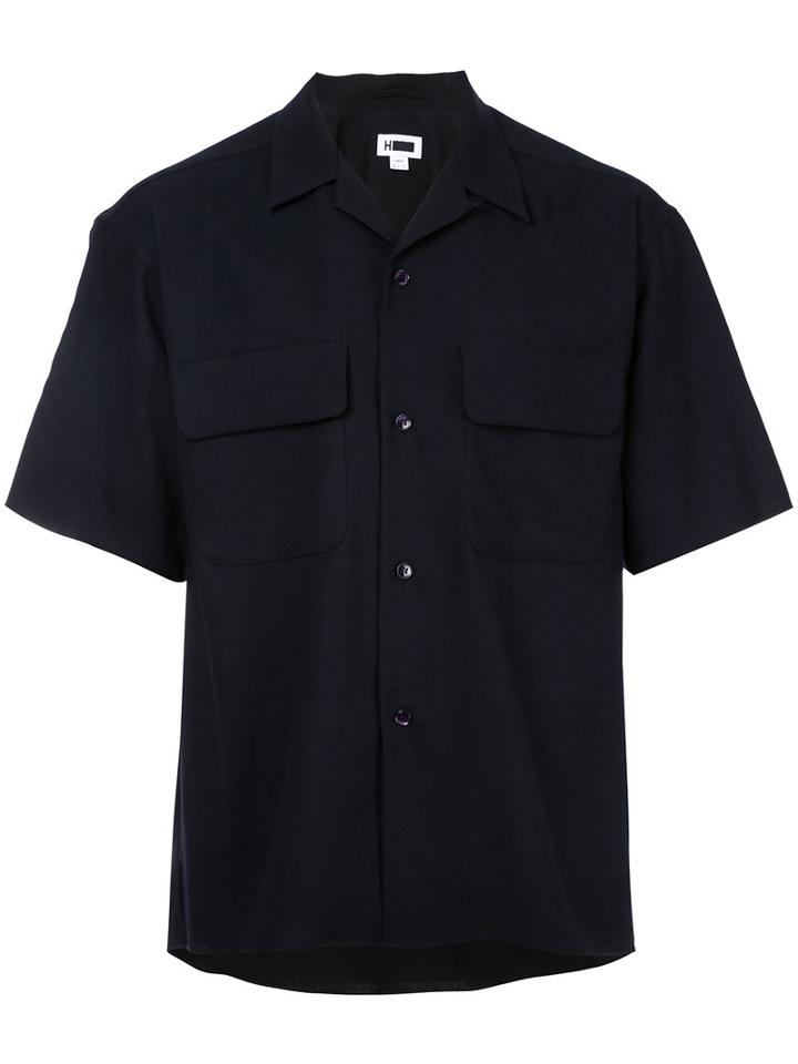 H Beauty & Youth - Chest Pockets Shortsleeved Shirt - Men - Wool - S, Black, Wool