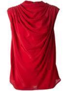 Rick Owens Draped Short Sleeve Top, Women's, Size: 40, Red, Acetate/silk