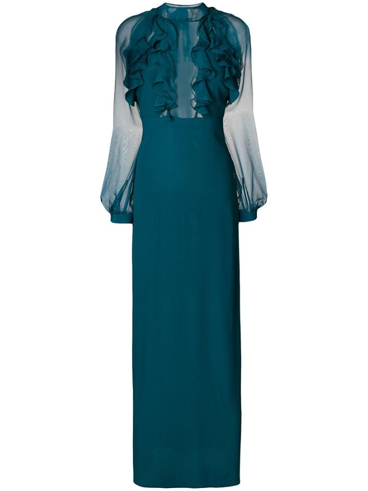 Dsquared2 Ruffle Trim Evening Dress - Green