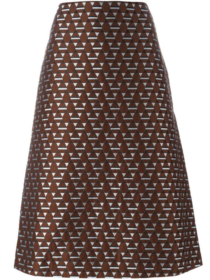 Marni Magi Jacquard A-line Skirt, Women's, Size: 44, Brown, Cotton/acetate/nylon/silk