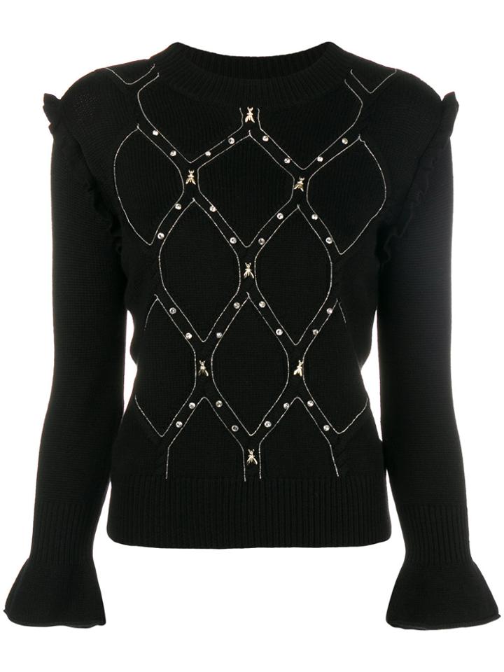 Patrizia Pepe Insect Embellished Jumper - Black