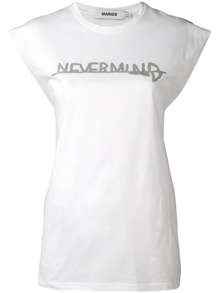 Marios - 'nevermind' Print T-shirt - Women - Cotton - M, White, Cotton