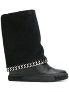 Casadei Concealed Platform Chain Boots - Black