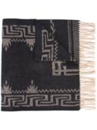 Rrl Fringed Scarf, Men's, Black, Lambs Wool