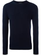 Ermenegildo Zegna Crew-neck Jumper, Men's, Size: 54, Blue, Cashmere