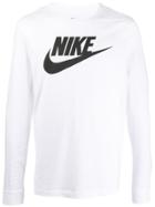 Nike Logo Print Long-sleeved T-shirt - White