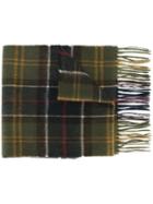 Barbour Plaid Fringed Scarf, Men's, Green, Cashmere/merino