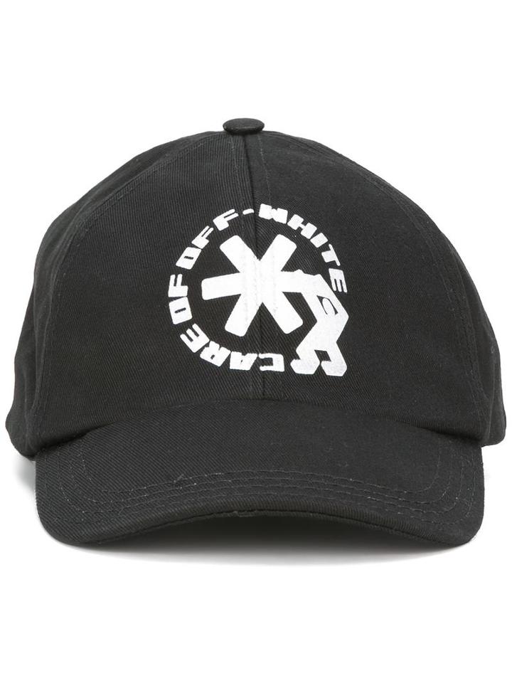 Off-white Logo Print Cap, Black, Cotton