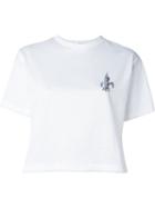 Julien David Floral Print Cropped T-shirt, Women's, Size: Medium, White, Cotton