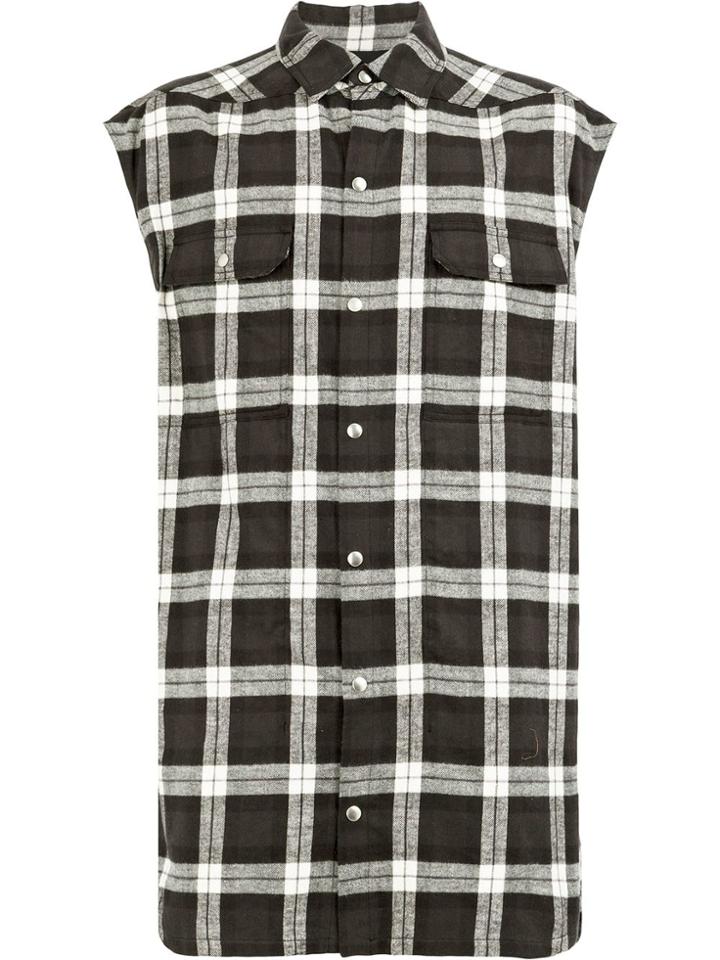 Rick Owens Check Sleeveless Shirt - Black