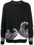 D.gnak Knitted Wave Sweater - Black