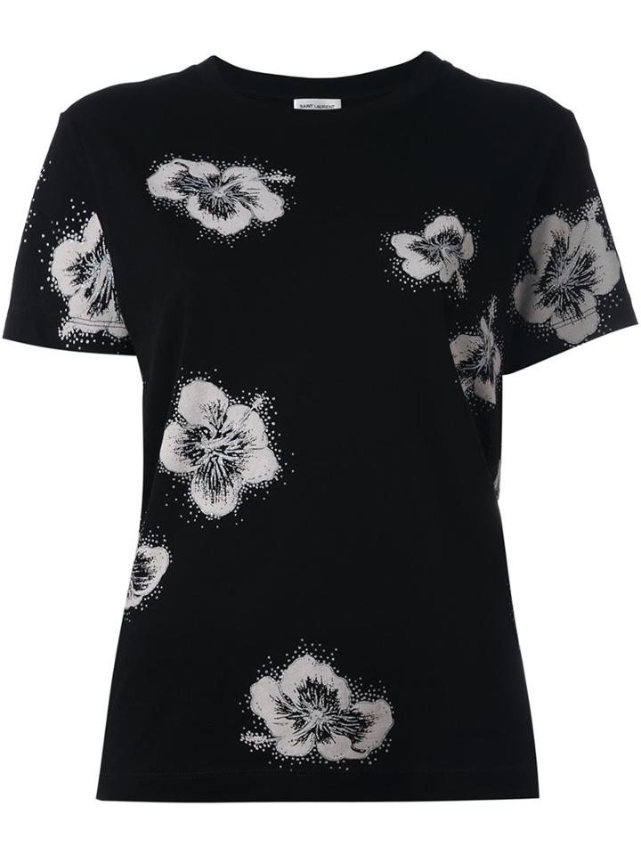 Saint Laurent Glitter Effect Floral Jersey