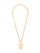 Chanel Vintage Cc Heart Necklace - Metallic