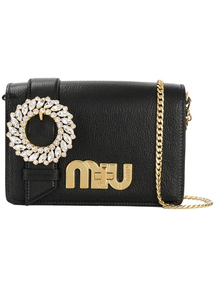 Miu Miu Lady Crystal Shoulder Bag - Black