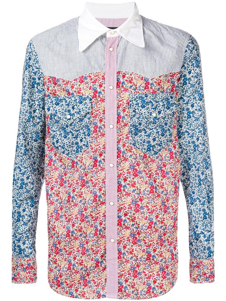 Dsquared2 Patchwork Floral-print Shirt - Blue