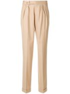 Pt01 Pleat Detail Tailored Trousers - Brown