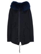 Mr & Mrs Italy Black And Blue Fur Trimmed Parka