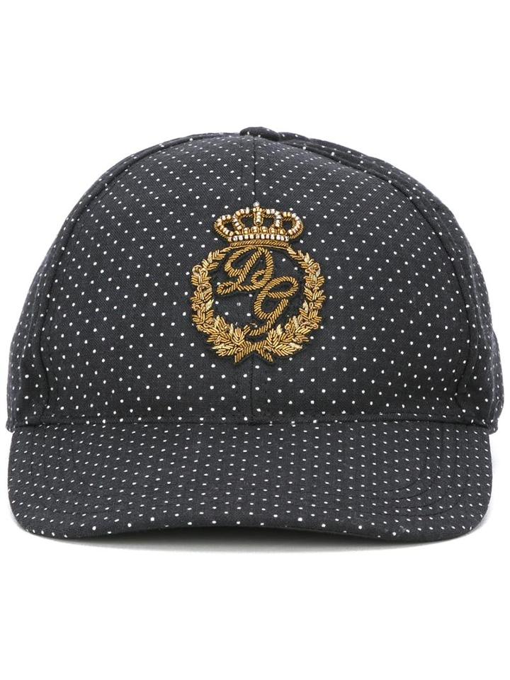 Dolce & Gabbana Polka Dot Baseball Cap, Men's, Size: 60, Black, Cotton/silk/polyester/viscose