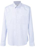 Ami Alexandre Mattiussi - Striped Panel Shirt - Men - Cotton - 41, Blue, Cotton