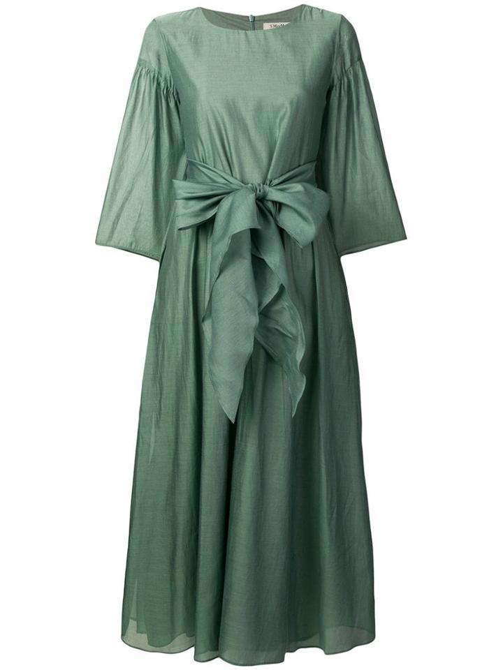 's Max Mara Draped Tie Midi Dress - Green