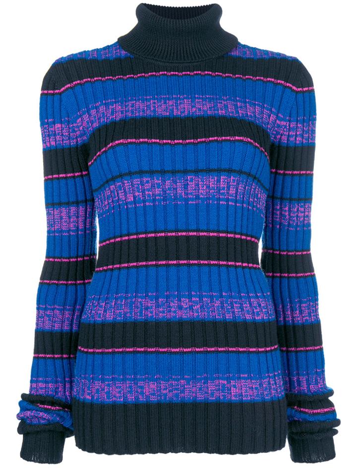 Maison Margiela Striped Turtle Neck Sweater - Blue