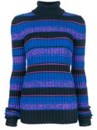 Maison Margiela Striped Turtle Neck Sweater - Blue