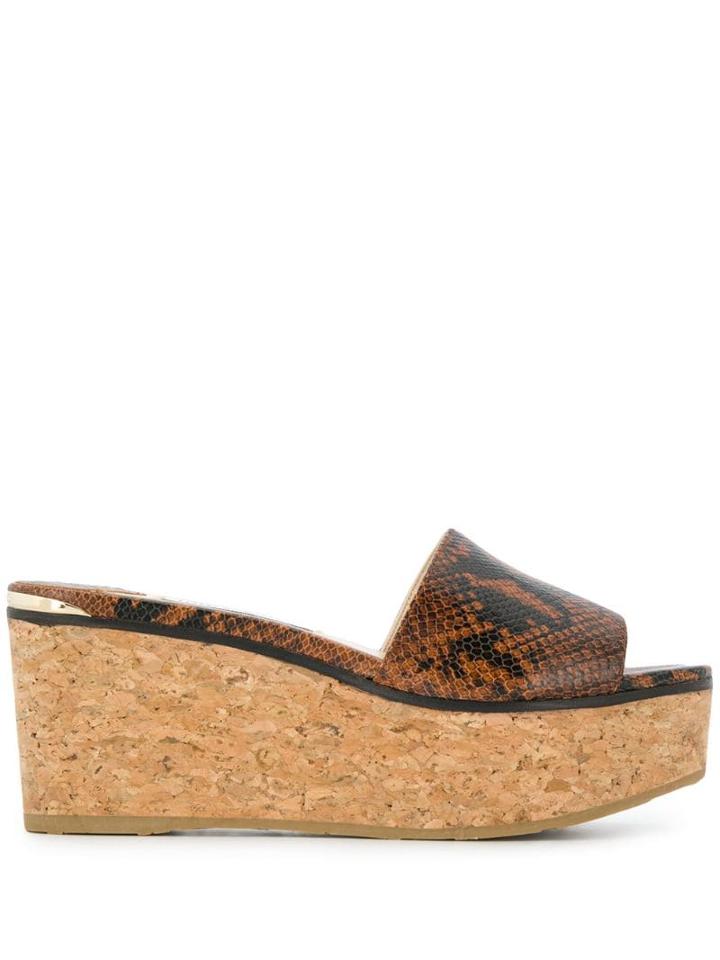 Jimmy Choo Deedee 80 Wedge Sandals - Brown