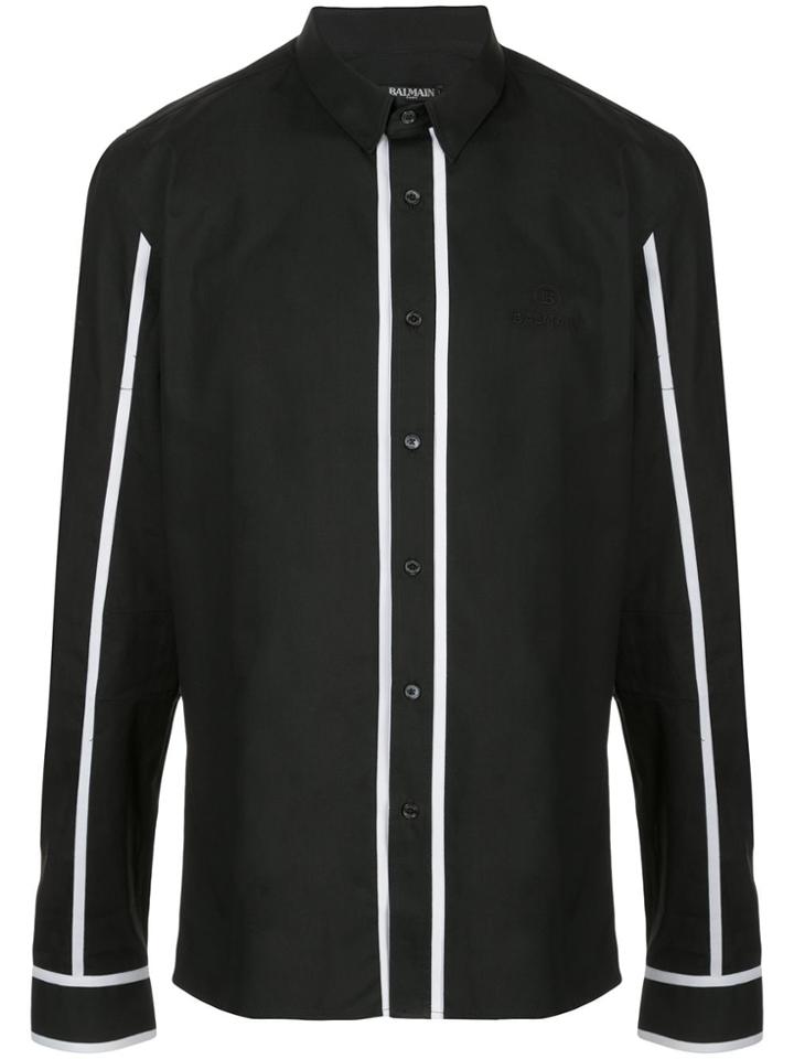 Balmain Stripe Trim Shirt - Black