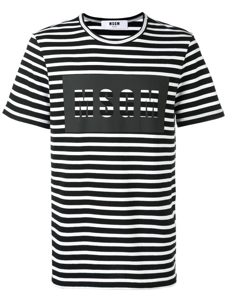 Msgm Printed Logo T-shirt, Men's, Size: Xs, Black, Cotton